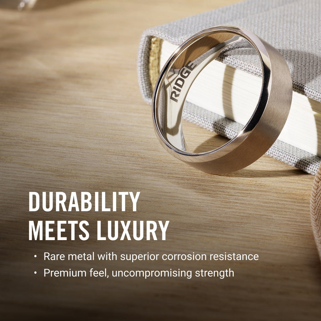 Ridge 8mm Beveled Ring Set - 24K Gold | Tantalum