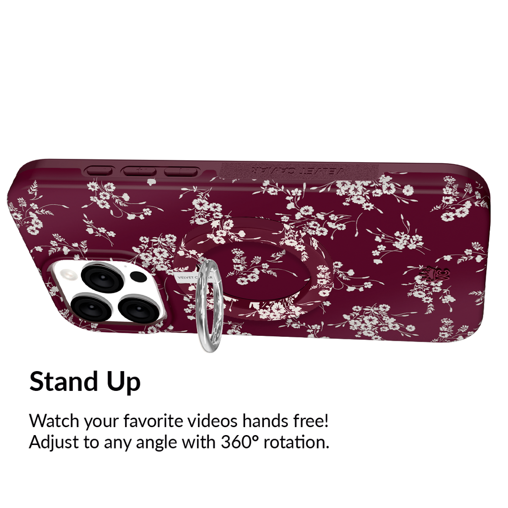 French Burgundy Floral MagSafe Grip Ring